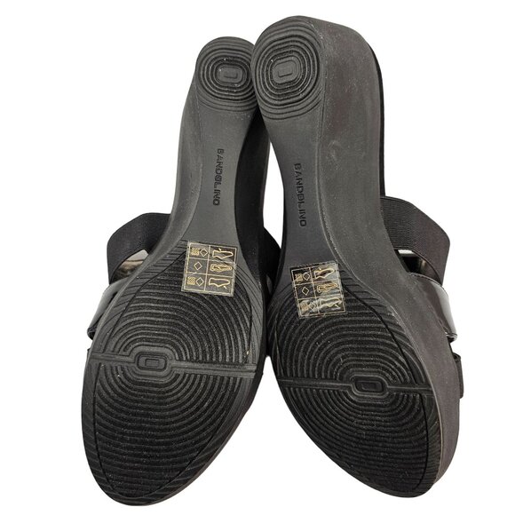Bandolino B-Flexible Women's Black Wedge Sandals Size 9.5M Synthetic Upper & Sol - Picture 9 of 10